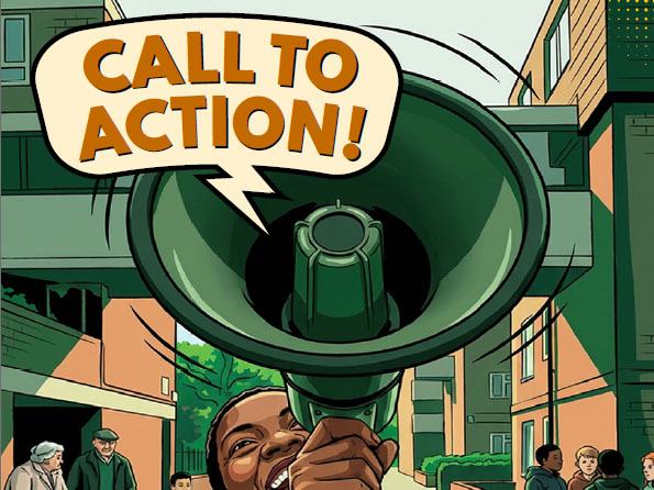 illustration of a woman with a megaphone