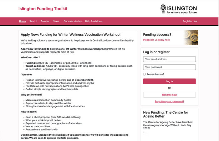 Islington Funding Support Kit website image